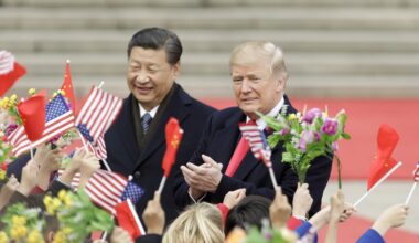 U.S. President Donald Trump, right, and Xi Jinping, China's president