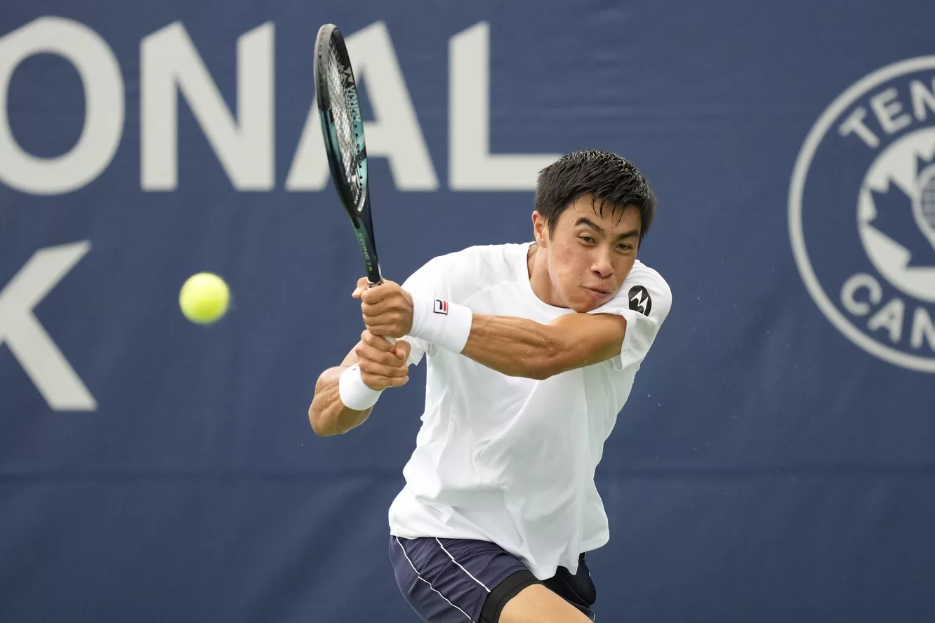 Brandon Nakashima in action ahead of th ATP Tokyo Open.
