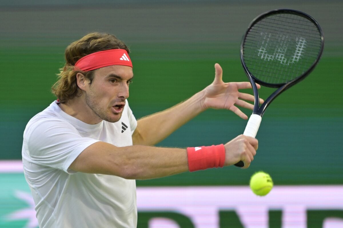Stefanos Tsitsipas in action at the ATP Indian Wells Masters.