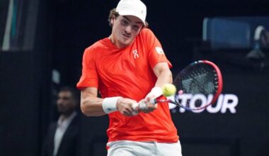 Joao Fonseca in action at the Laver Cup.