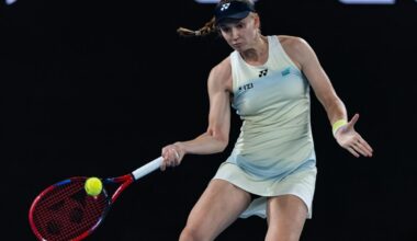Elena Rybakina in action at the Australian Open.