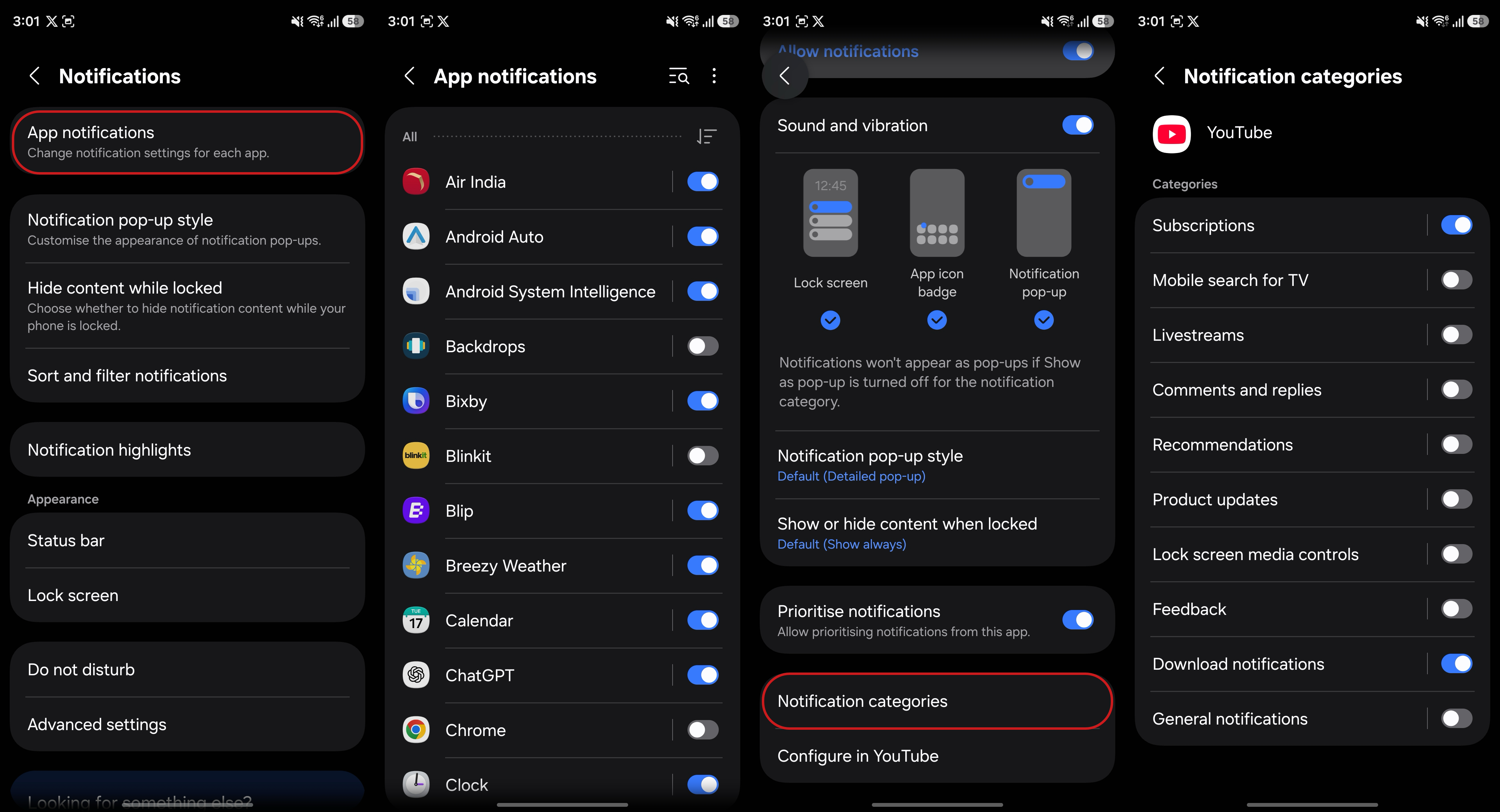 Enabling and tweaking notification categories on Samsung Galaxy S26 Ultra
