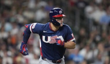 United States' Roman Anthony runs the bases during a World Baseball Classic game against Brazil, Friday, March 6, 2026, in Houston.
