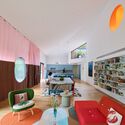© Bruce Damonte Riverhouse / WORKac - Interior Photography, Living Room, Lighting, Chair