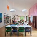 © Bruce Damonte Riverhouse / WORKac - Interior Photography, Table, Shelving, Chair