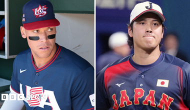 Aaron Judge and Shohei Ohtani during World Baseball Classic warm-up games in 2026