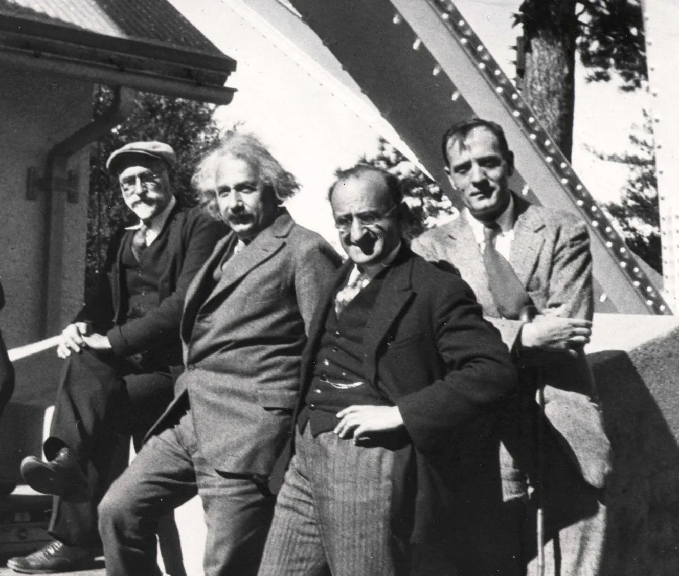 Ferdinand Ellerman, Albert Einstein, Walther Mayer, and Edwin Hubble at Mount Wilson Observatory.