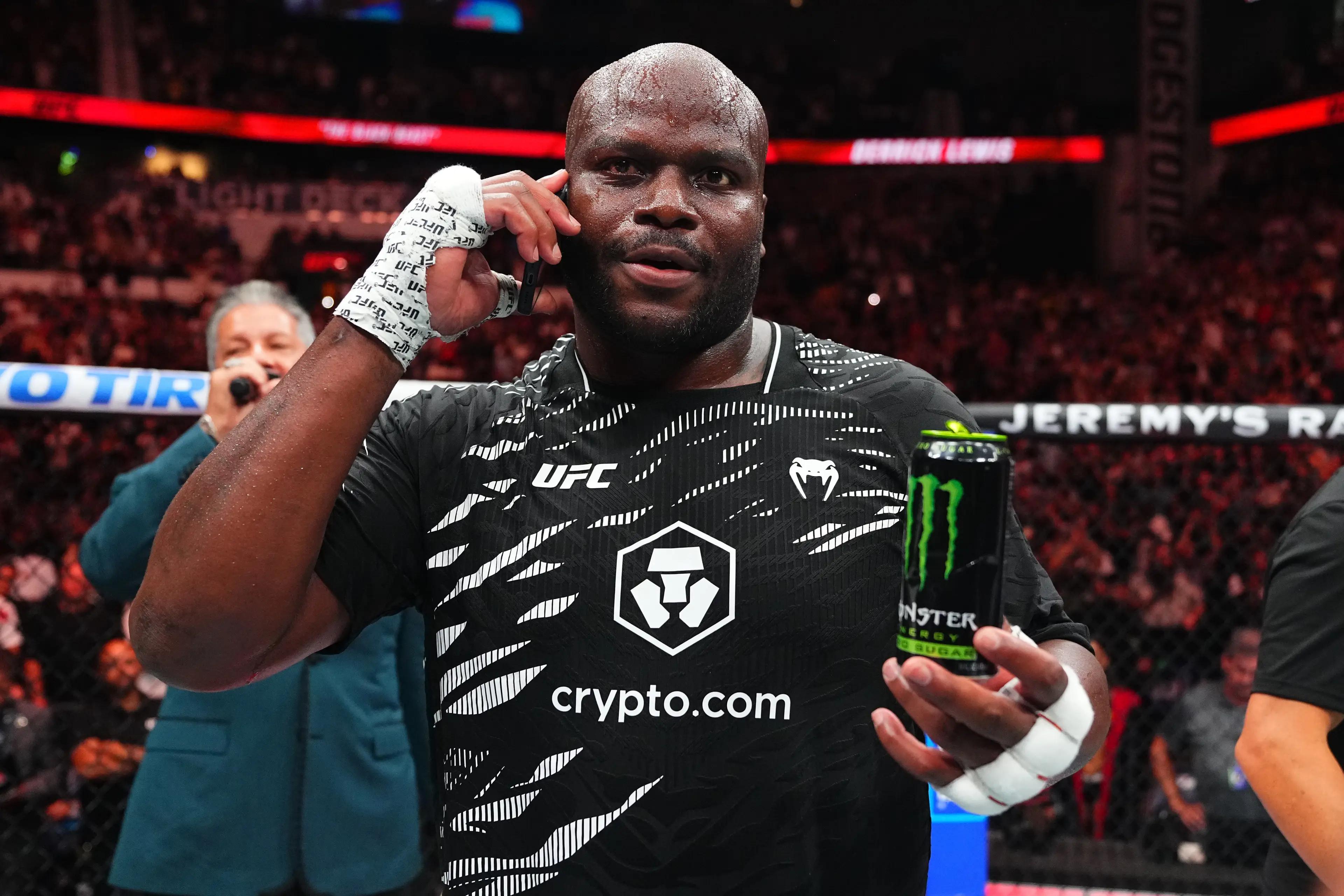 Derrick Lewis got on the phone to Donald Trump after his win over Tallison Teixeira. Image: Getty 
