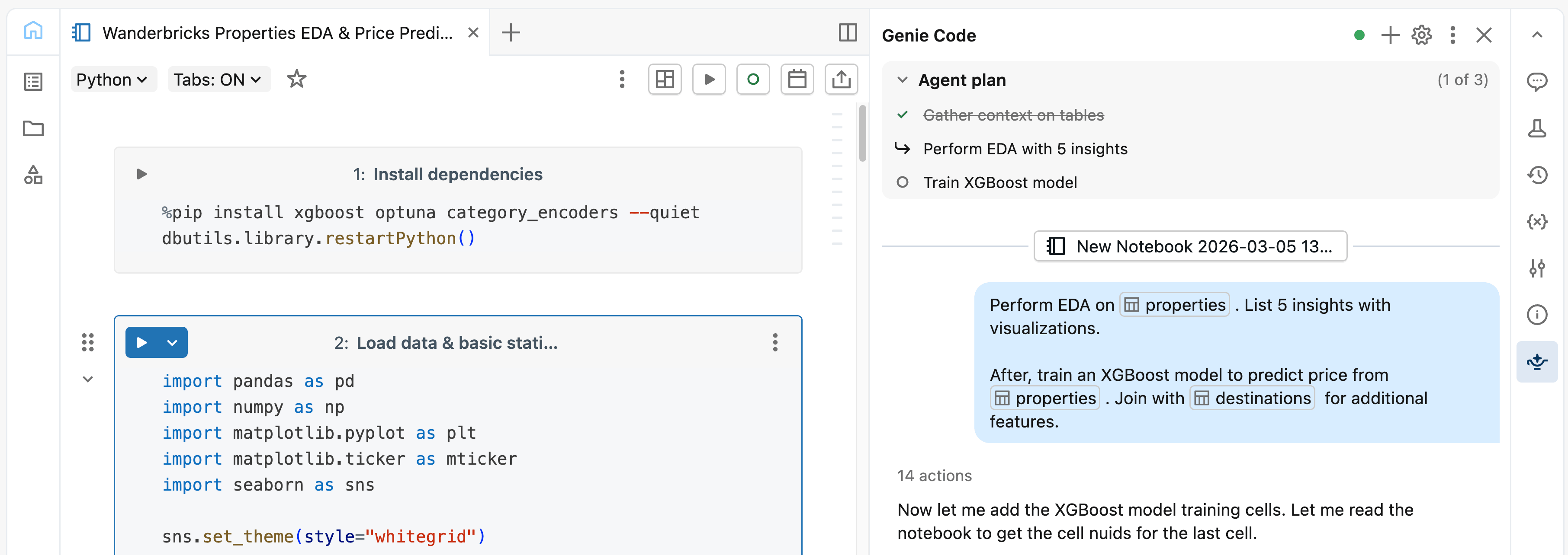 Genie Code performs autonomous multi-step planning and execution