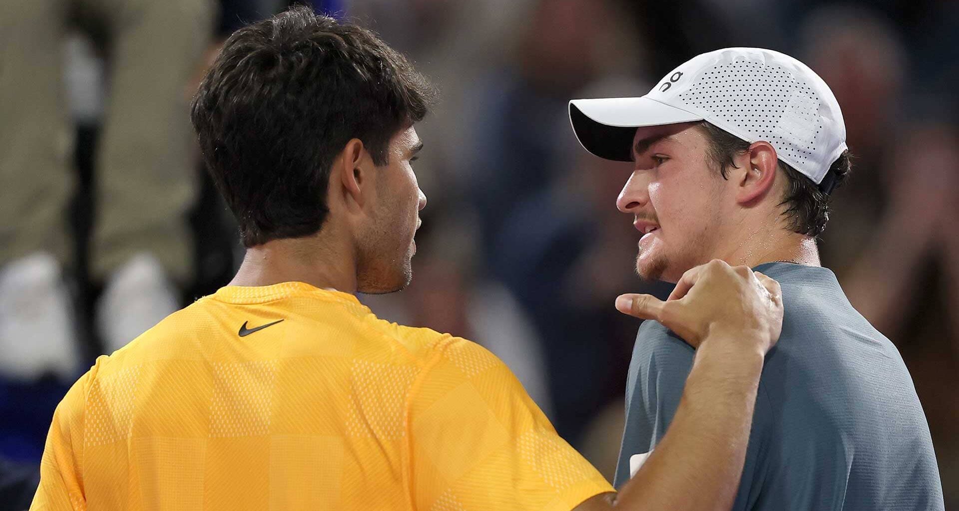 Carlos Alcaraz defeated Joao Fonseca in the pair's first Lexus ATP Head2Head match on Friday in Miami.