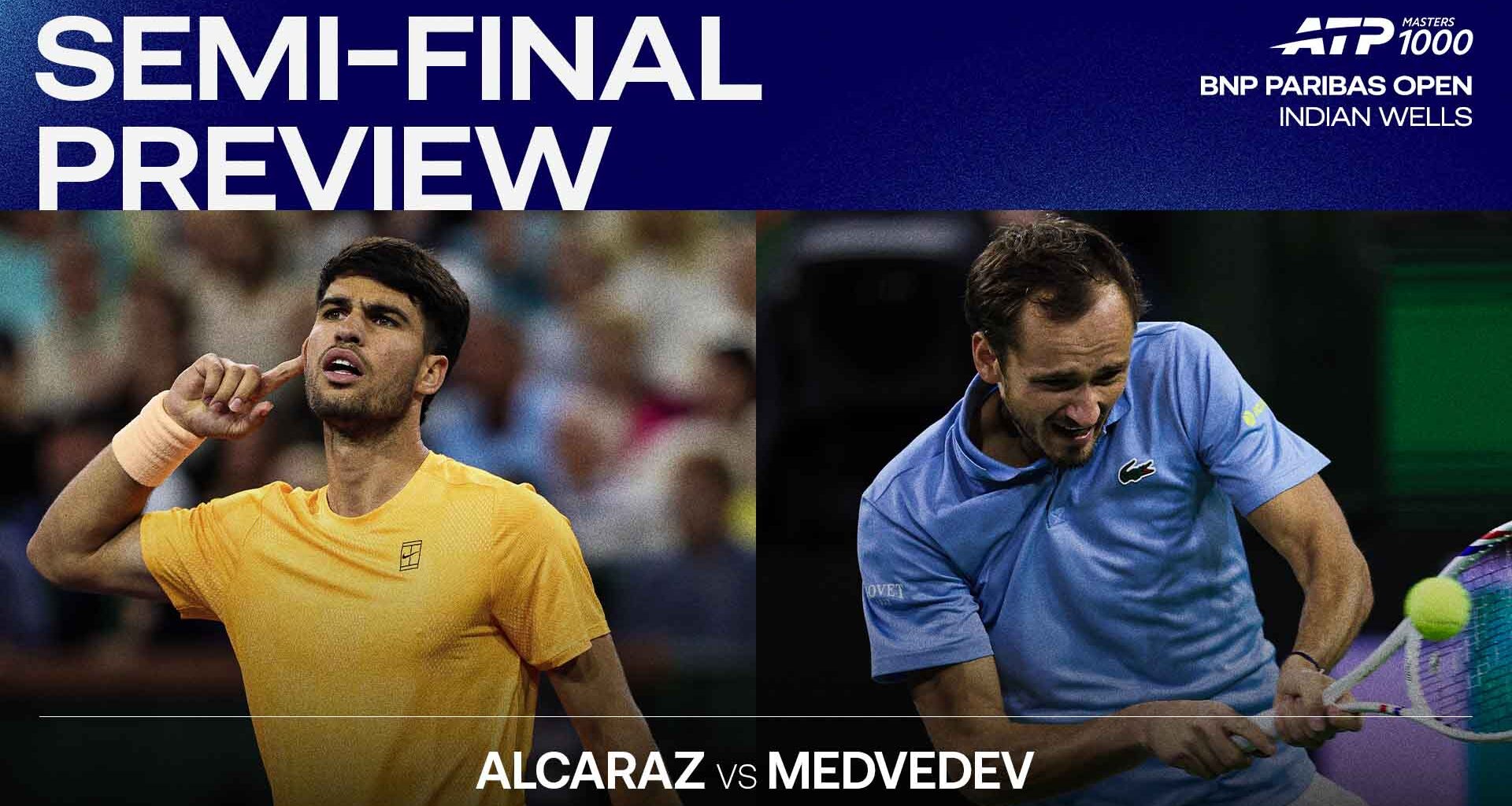 Carlos Alcaraz beat Daniil Medvedev in consecutive Indian Wells finals in 2023-24.