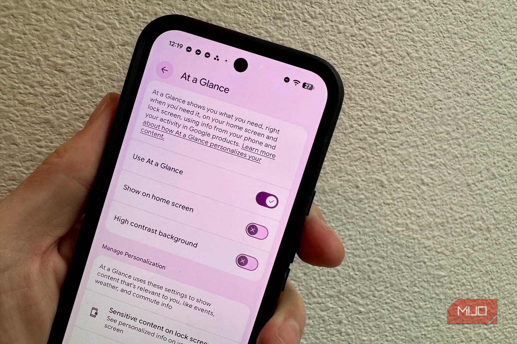 At a Glance toggles on Pixel