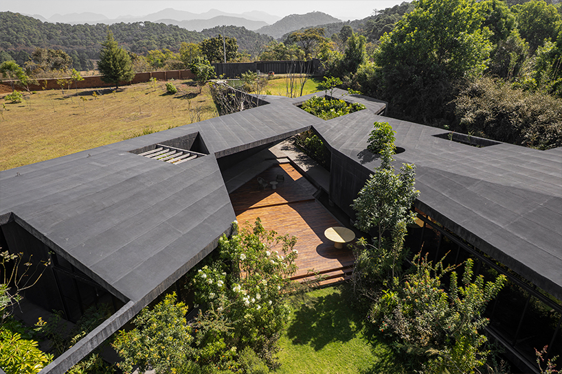 two intersecting volumes of black concrete carve mavra house into the mexican landscape - 4