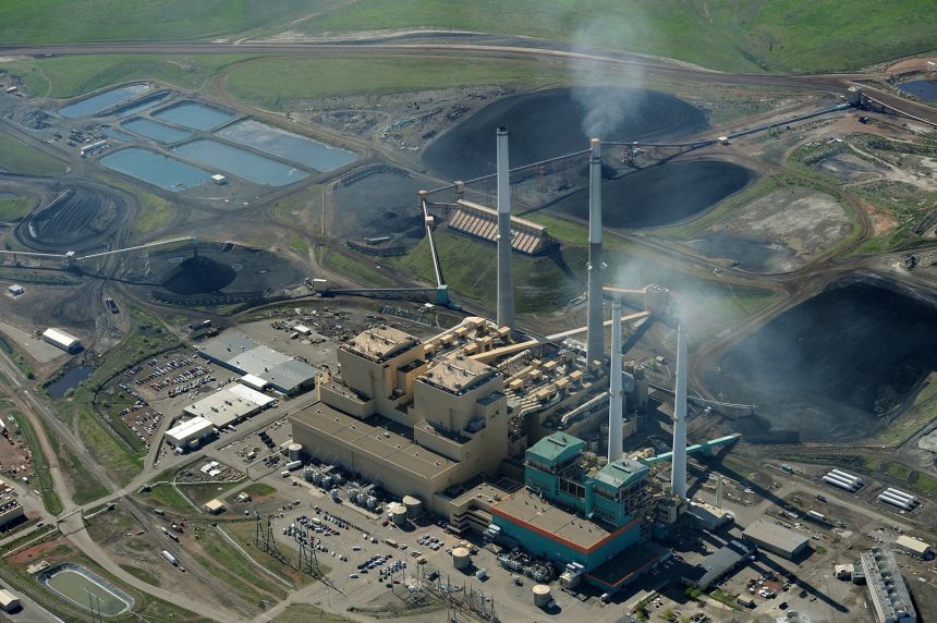 The Colstrip power plant with ponds used to dispose of coal ash on May 25, 2013.