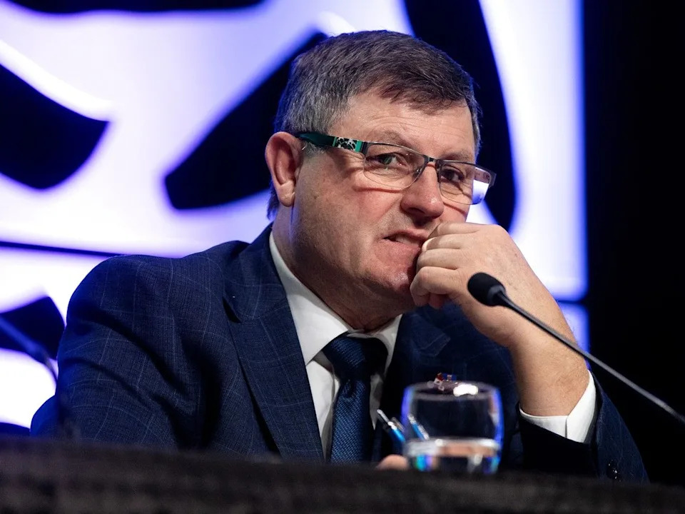  Minister of Mental Health and Addiction Rick Wilson takes part in the Rural Municipalities of Alberta (RMA) spring convention, in Edmonton on March 18, 2026.