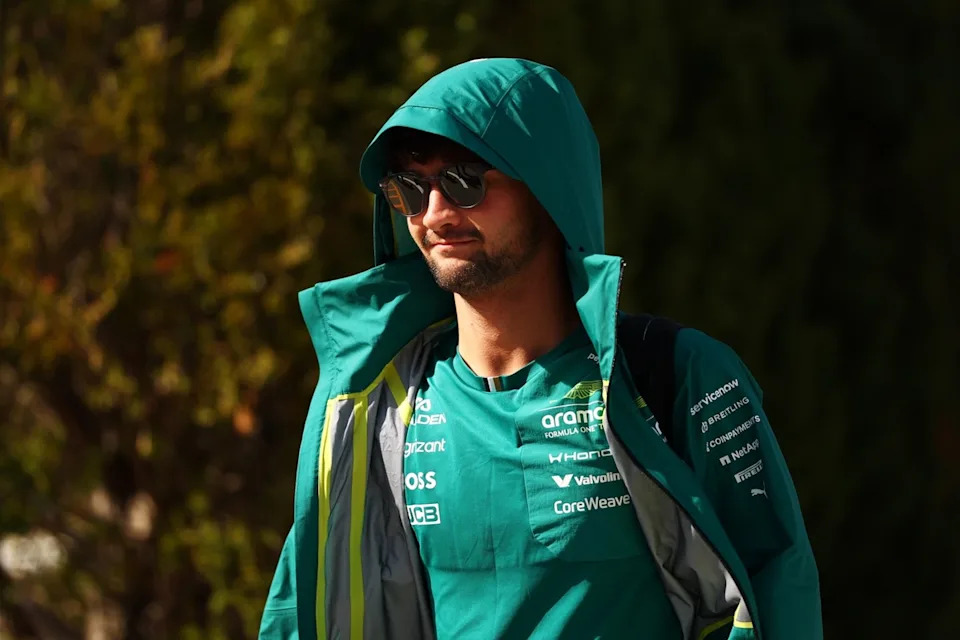 Jak Crawford, Aston Martin F1 Team, arrives in the paddock.