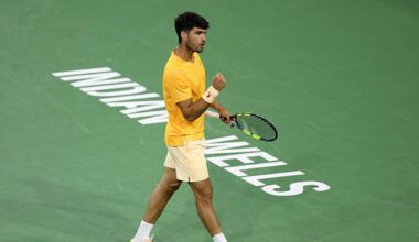 Carlos Alcaraz, proper hit in Indian Wells 2026. Photo: gettyimages