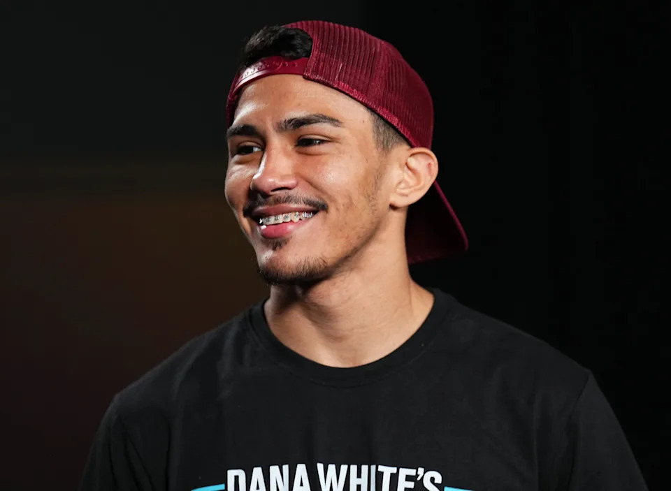 LAS VEGAS, NEVADA - SEPTEMBER 19: Igor Da Silva of Brazil reacts after being awarded a UFC contract during Dana White's Contender Series season seven, week seven at UFC APEX on September 19, 2023 in Las Vegas, Nevada. (Photo by Chris Unger/Zuffa LLC via Getty Images)