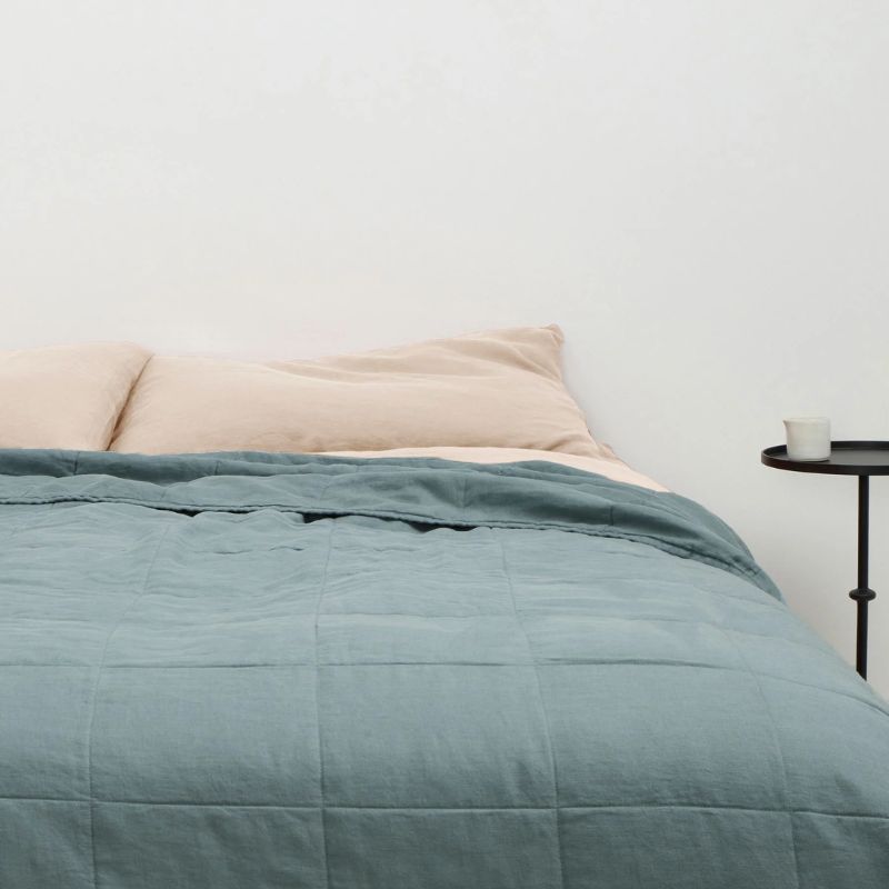 teal bedcover