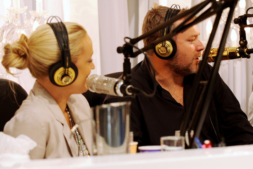 Jackie O and Kyle Sandilands during a radio broadcast.