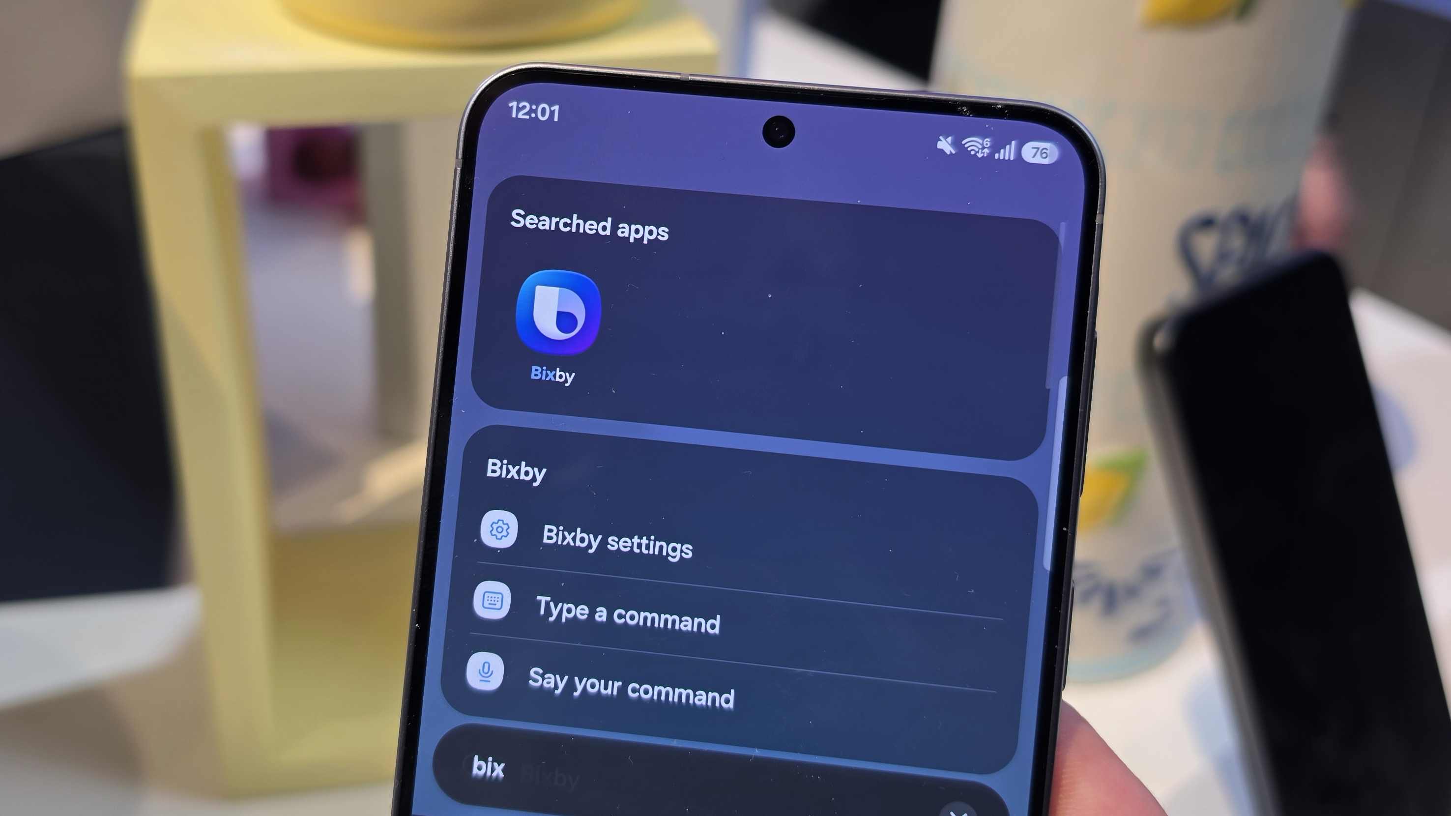 The Samsung Galaxy A57 searching for Bixby.