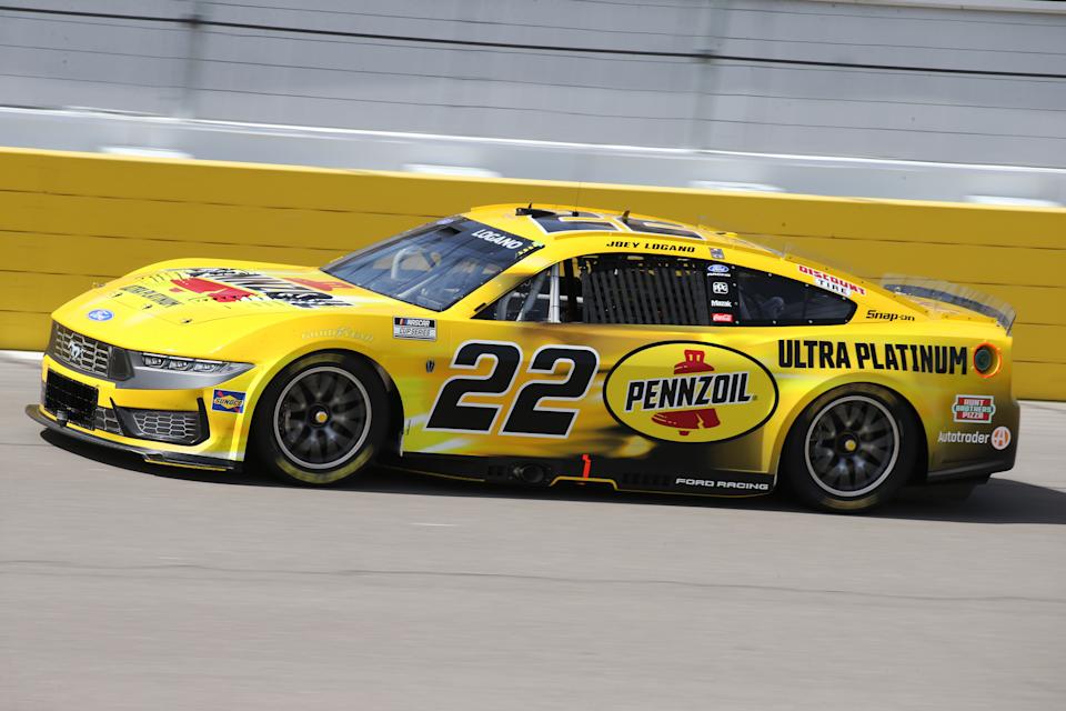 LAS VEGAS, NV - MARCH 15: Joey Logano (#22 Team Penske Pennzoil Ultra Platinum Ford) takes to the track for the NASCAR Cup Series Pennzoil 400 race on March 15, 2026, at Las Vegas Motor Speedway in Las Vegas, NV. (Photo by Matthew Bolt/LVMS/Icon Sportswire via Getty Images)