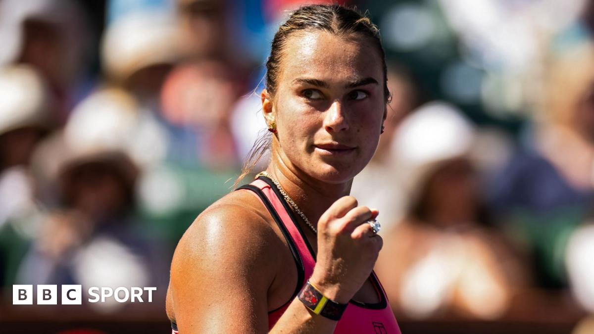 Aryna Sabalenka celebrates after beating Victoria Mboko