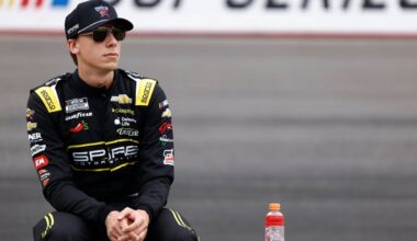 An image of Spire Motorsports NASCAR driver Carson Hocevar pre-race