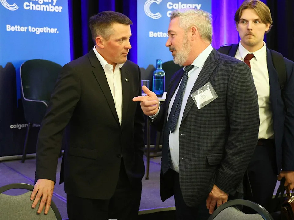 Coun. Dan McLean with Nate Horner, Alberta’s President of Treasury Board and Minister of Finance, as the Calgary Chamber of Commerce hosted the Minister of Finance at the Fairmont Palliser in Calgary on Friday, Feb. 27, 2026.