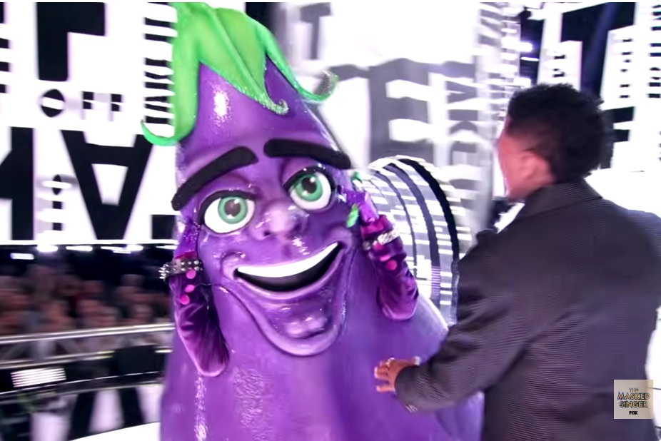 Eggplant unmasked on Season 14 of "The Masked Singer."