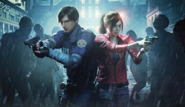 Leon and Jill fight off zombies.