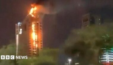 Huge fire engulfs Kuwait City tower as Trump accuses Starmer of seeking to 'join wars after we've already won'
