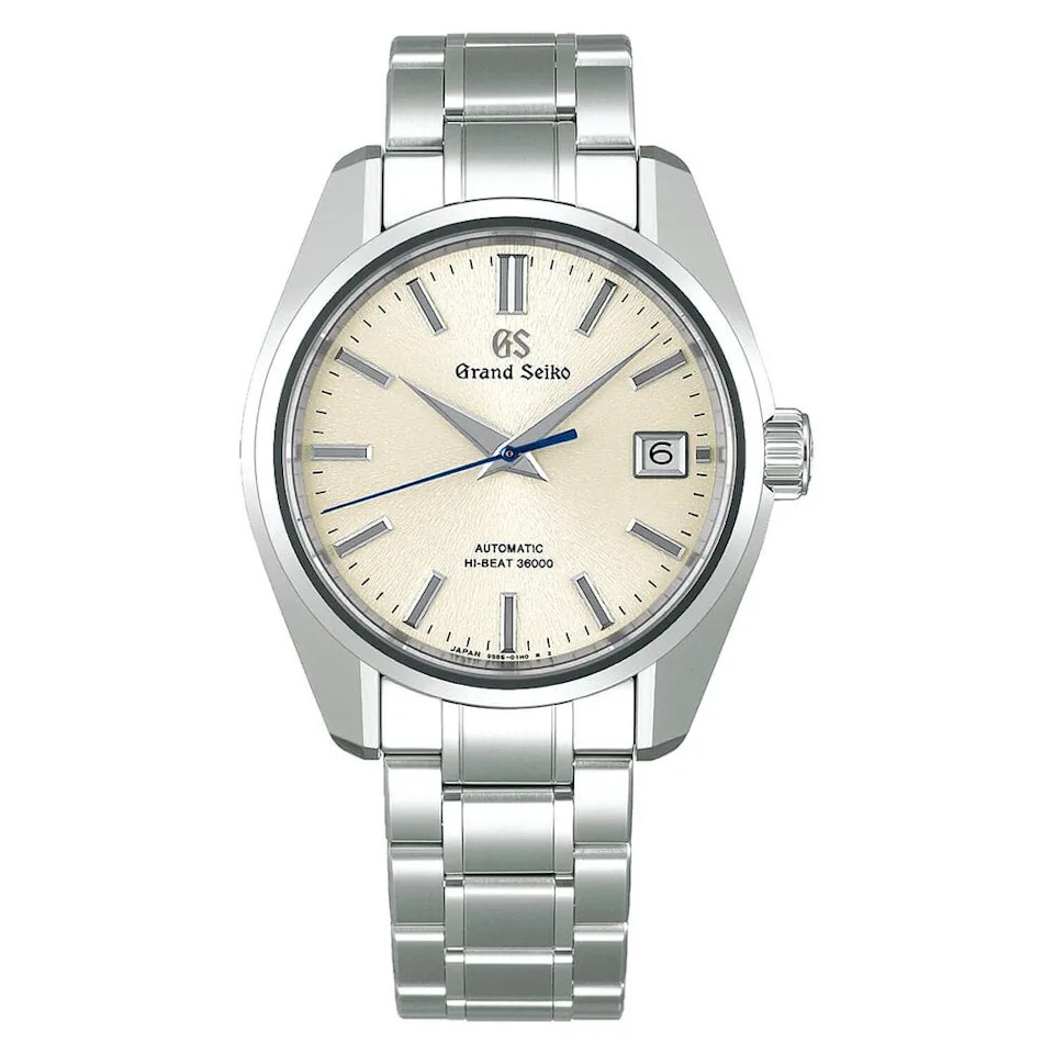 automatic grand seiko wristwatch featuring a silver dial and stainless steel bracelet
