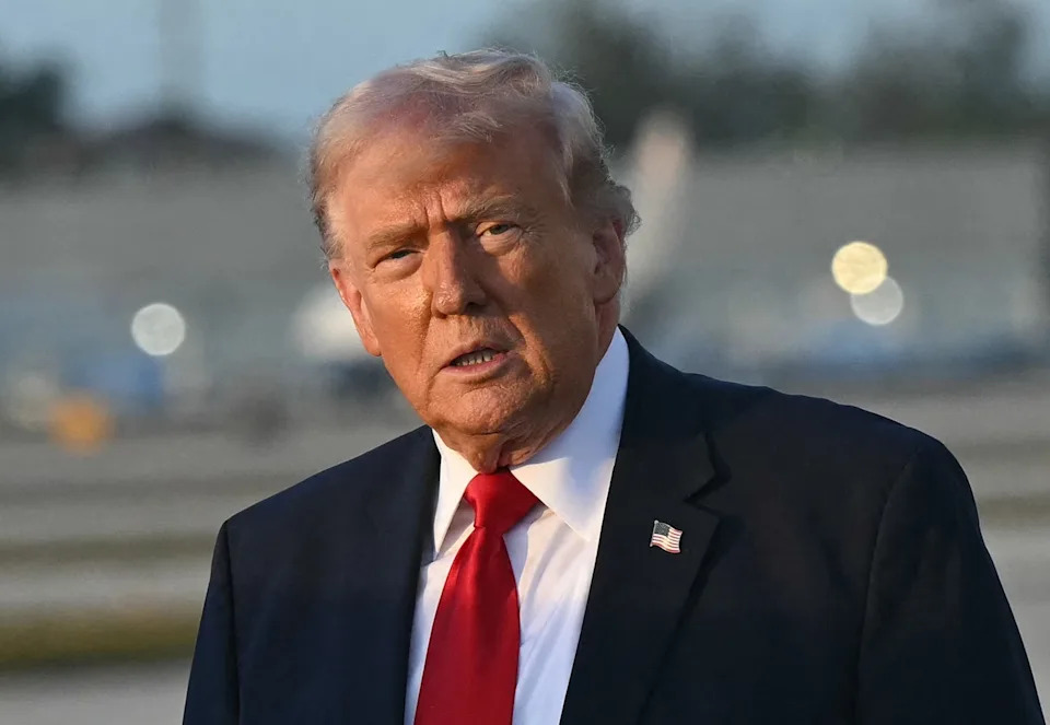 Saul Loeb/AFP via Getty Images - PHOTO: President Donald Trump disembarks from Air Force One upon arrival at Miami International Airport in Miami, Florida, March 7, 2026.