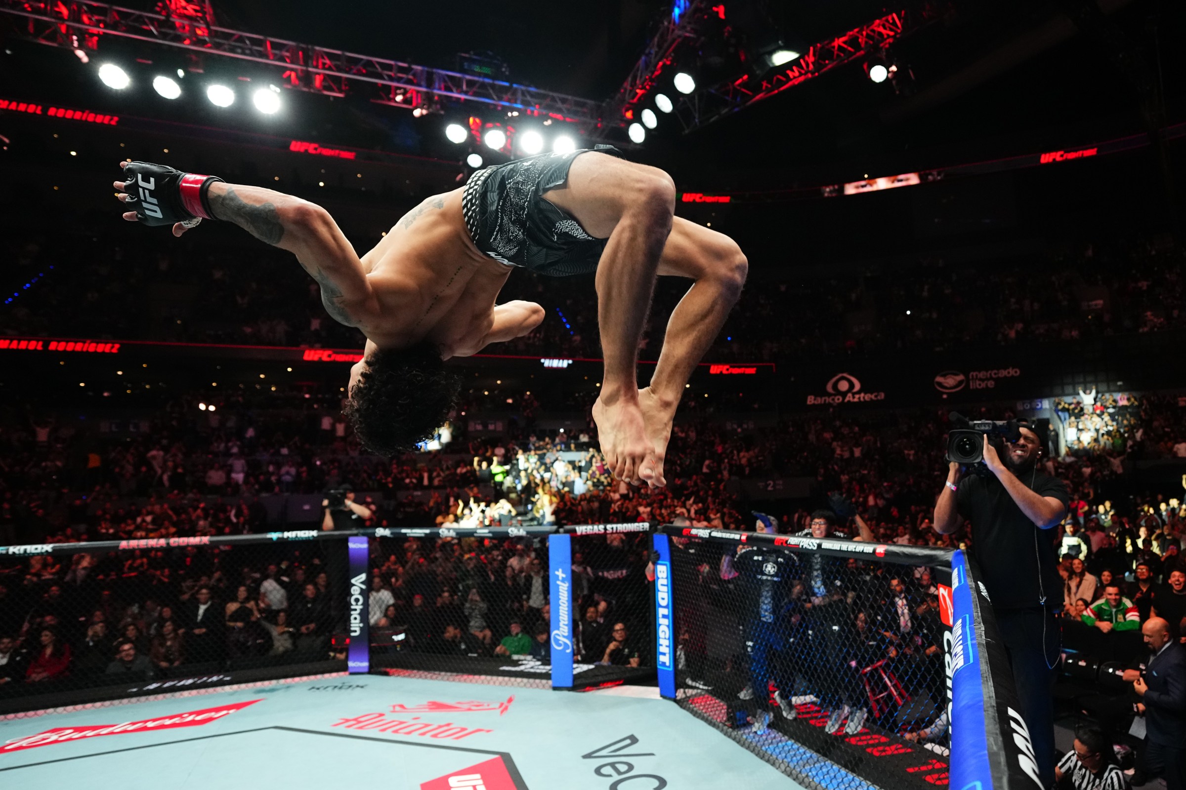 MEXICO CITY, MEXICO - FEBRUARY 28: Imanol Rodriguez of Mexico reacts after a TKO victory against Kevin Borjas of Peru in a flyweight fight during the UFC Fight Night event at Arena CDMX on February 28, 2026 in Mexico City, Mexico. (Photo by Jeff Bottari/Zuffa LLC)