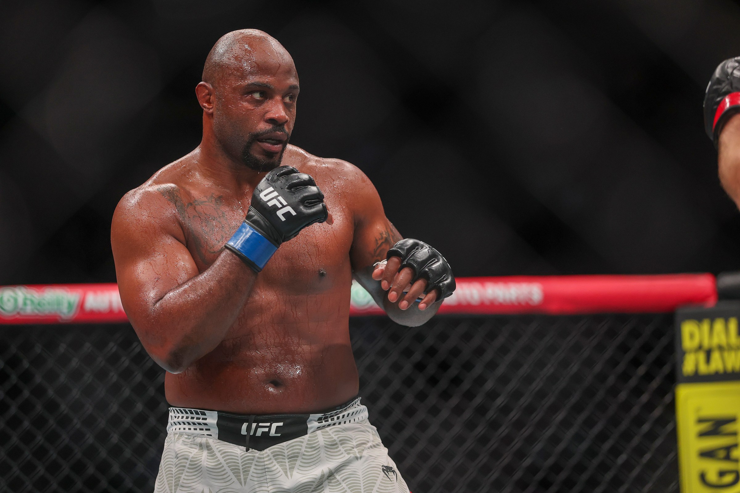 SEATTLE, WASHINGTON - MARCH 28: Tyrell Fortune (L) and Marcin Tybura fight during their UFC heavyweight bout at Climate Pledge Arena on March 28, 2026 in Seattle, Washington. (Photo by Mat Hayward/Getty Images)
