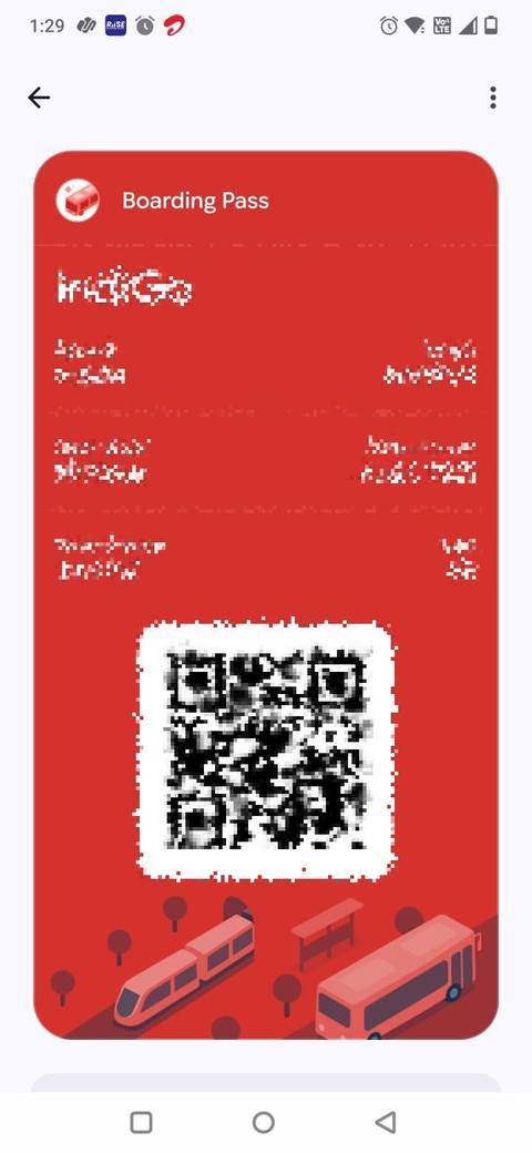 Screenshot showing the three-dot menu icon for a boarding pass in Google Wallet