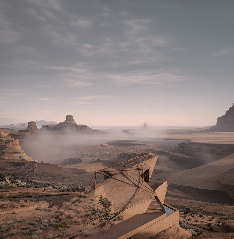 rammed-earth prisms carve an observatory house into the utah desert - 4