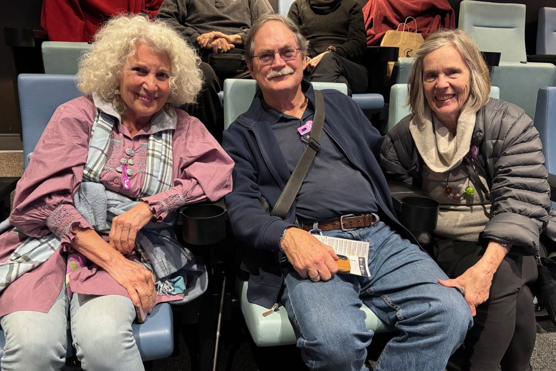 From left, Ilene Hart, Rich Lyon and Sharon Halfnight came to the Pluto festivities from Phoenix and Canada.