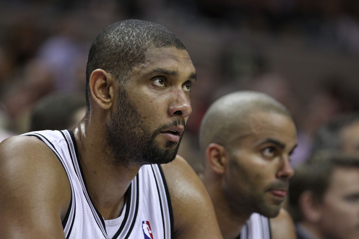 Tim Duncan with Tony Parker