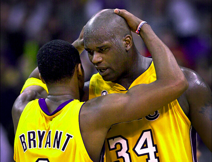 Shaquille O'Neal with Kobe Bryant