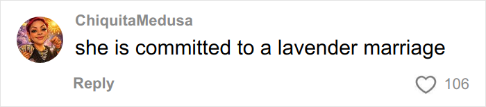 Social media comment discussing JoJo Siwa's wedding and the aftermath of walking down the aisle with Chris Hughes.