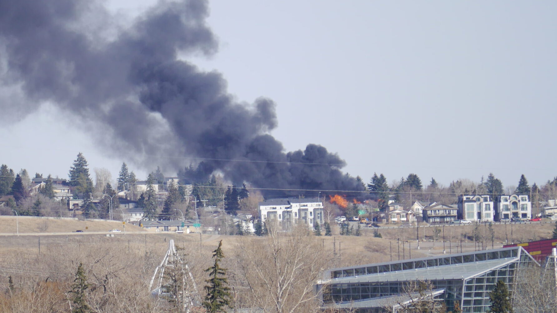 Large fire destroys under construction duplex in SE Calgary