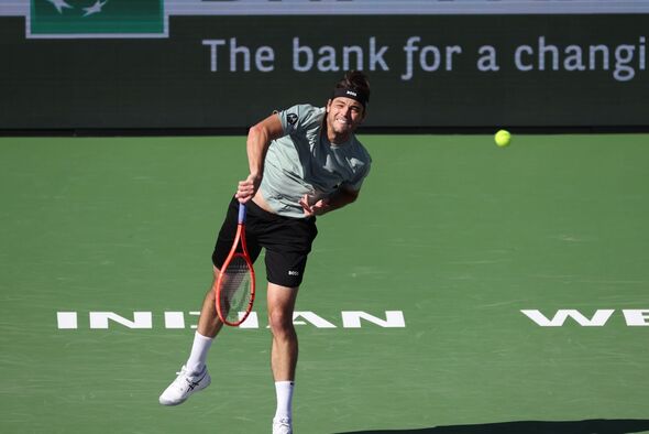 Taylor Fritz serves at BNP Paribas Open