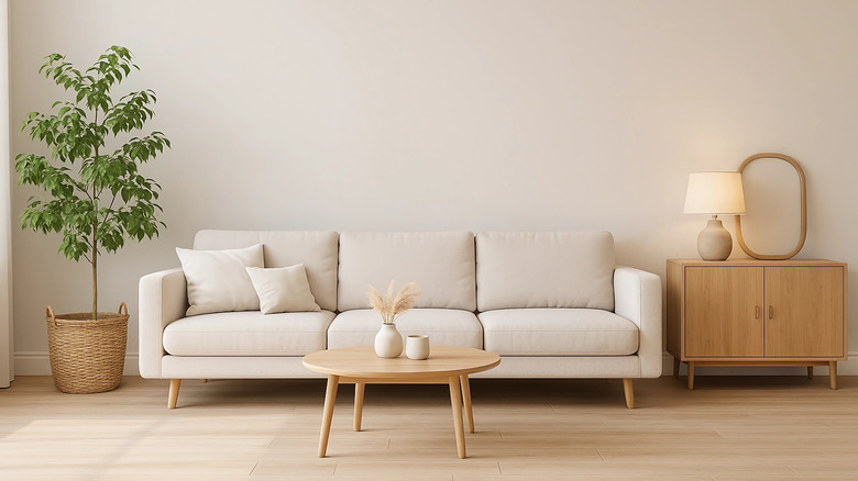 A minimalist-styled living room.