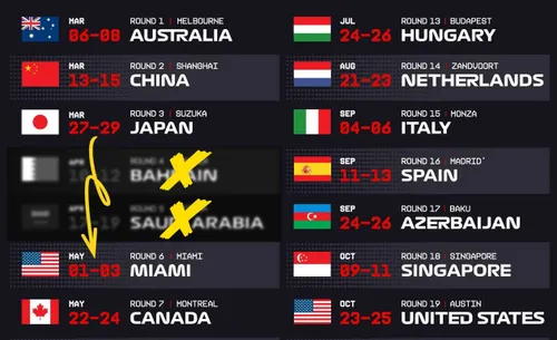 iran war f1 calendar testing