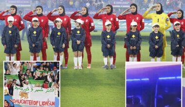 Iranian women’s soccer players flash 'help' signal after being branded traitors
