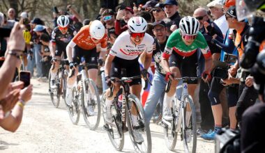 SIENA, ITALY - MARCH 07: (L-R) Kasia Niewiadoma of Poland and Team CANYON//SRAM zondacrypto and Elisa Longo Borghini of Italy and UAE Team ADQ compete in the chase group during to the 12th Strade Bianche Donne 2026 a 133km one day race from Siena to Siena / #UCIWWT / on March 07, 2026 in Siena, Italy. (Photo by Massimo Fulgenzi - Pool/Getty Images)