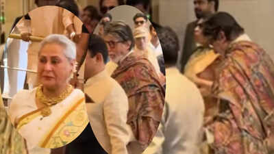 Jaya Bachchan is all smiles, twins in white with Amitabh Bachchan at Arjun Tendulkar's wedding - WATCH VIDEO