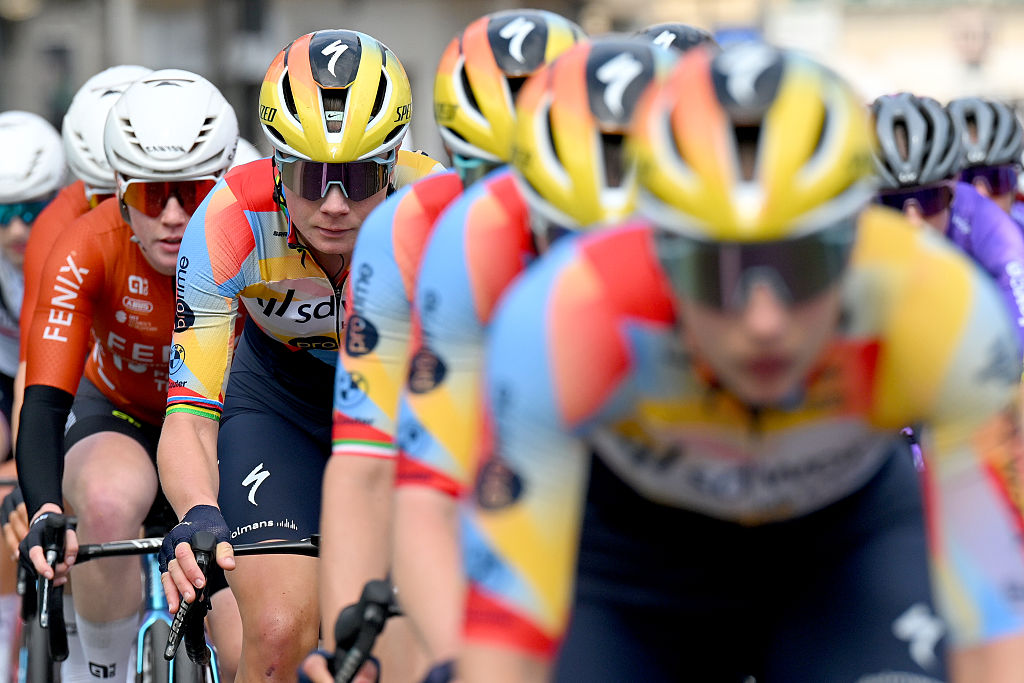 SANREMO, ITALY - MARCH 21: Lotte Kopecky of Belgium and Team SD Worx - Protime competes during the 8th Milano-Sanremo Donne 2026, Women's Elite a 156km one day race from Genova to Sanremo / #UCIWWT / on March 21, 2026 in Sanremo, Italy. (Photo by Tim de Waele/Getty Images)